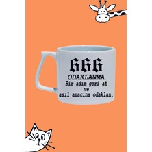 666 Melek Sayısı Odaklanma Tasarım Baskılı Beyaz Lüks Sap Kupa Bardak