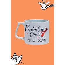 Babalar Günü Kutlu Olsun Tasarım Baskılı Beyaz Lüks Sap Kupa Bardak