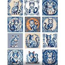 Porselen Temalı Kedi Sticker Set 1