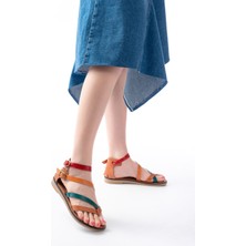 205-039 Taba Multi Bilekten Bağlamalı Parmak Arası Kadın Sandalet