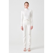 Sarah Slim Straight Fit Beyaz Kadın Jean Pantolon