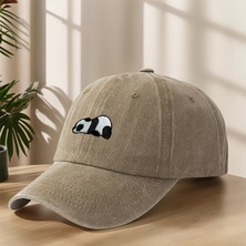 Şevimli Panda Eskitme Şapka Bordo