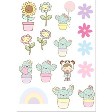 Sevimli Saksı Bitkileri Sticker Set