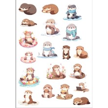 Sevimli Tatlı Rakun Sticker Set