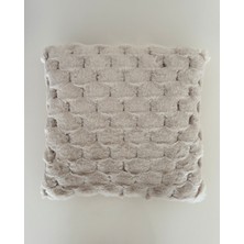 Premium,lüks Dokulu Peluş Kırlent,dekoratif,vizon,füme,ekru 1 Adet ,45X45 cm