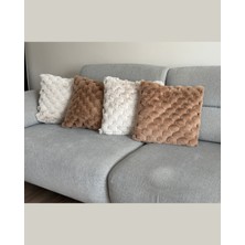 Premium,lüks Dokulu Peluş Kırlent,dekoratif,vizon,füme,ekru 1 Adet ,45X45 cm