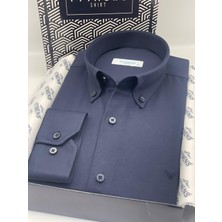 Fitmens Erkek Slim Fit Uzun Kol Pamuklu Hediye Kutulu Gömlek - Lacivert