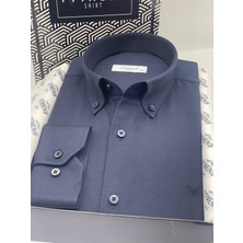 Fitmens Erkek Slim Fit Uzun Kol Pamuklu Hediye Kutulu Gömlek - Lacivert
