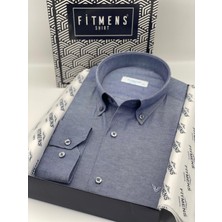 Fitmens Erkek Slim Fit Uzun Kol Pamuklu Hediye Kutulu Gömlek - Indigo