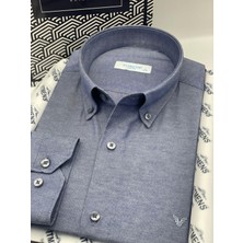 Fitmens Erkek Slim Fit Uzun Kol Pamuklu Hediye Kutulu Gömlek - Indigo