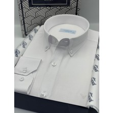 Fitmens Erkek Slim Fit Uzun Kol Pamuklu Hediye Kutulu Gömlek - Beyaz
