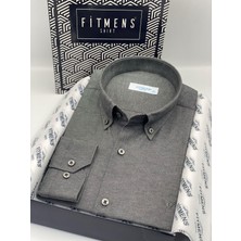 Slim Fit Uzun Kol Pamuklu Hediye Kutulu Kolay Ütülenebilir Erkek Gömlek FS-002225 - Antrasit