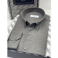 Slim Fit Uzun Kol Pamuklu Hediye Kutulu Kolay Ütülenebilir Erkek Gömlek FS-002225 - Antrasit