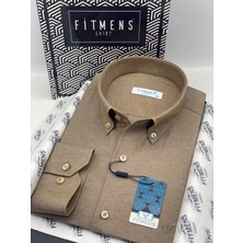 Slim Fit Uzun Kol Pamuklu Hediye Kutulu Kolay Ütülenebilir Erkek Gömlek FS-002225 - Kahverengi