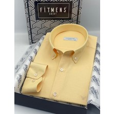 Slim Fit Uzun Kol Pamuklu Hediye Kutulu Kolay Ütülenebilir Erkek Gömlek FS-002225 - Krem