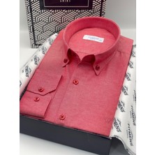 Slim Fit Uzun Kol Pamuklu Hediye Kutulu Kolay Ütülenebilir Erkek Gömlek FS-002225 - Kırmızı