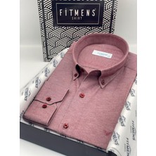 Slim Fit Uzun Kol Pamuklu Hediye Kutulu Kolay Ütülenebilir Erkek Gömlek FS-002225 - Bordo