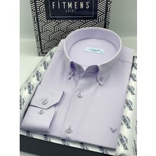 Slim Fit Uzun Kol Pamuklu Hediye Kutulu Kolay Ütülenebilir Erkek Gömlek FS-002225 - Lila