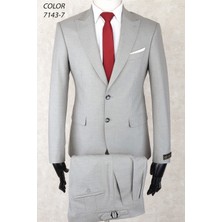 Slim Fit Iki Düğme Sivri Yaka Çift Yırtmaç Tokalı ve Pileli Pantolon Drop 6  Takım Elbise