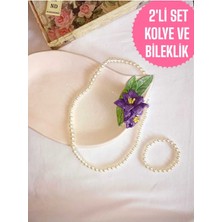 2li Set Inci Kolye ve Bileklik Krem Incili Boncuk Misina Ipli Esnek Hediye