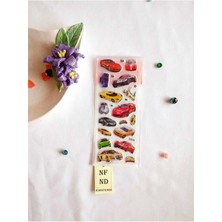 Sticker Parlak Yapışkanlı Arabalı Kız Erkek Çocuk Telefon Defter Dolap Ayna Sticker Hediye