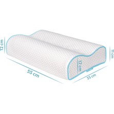 Çift Taraflı Yüksek Boyun Destekli Ortopedik Yastık Visco Yastık - 55 x 35 x 12-11 cm