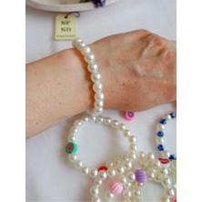 NF ND ENEFENDİ Bileklik Inci Boncuklu Bileklik Ekru Boncuk Şans Bereket Arkadaş Sevgili Eş Çocuk Hediye Incili