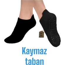 Yoga Çorabı 3çift Pilates Tavaf Kaymaz Taban Pamuklu Silikon Baskılı Dikişsiz Kadın Çorap Siyah Kısa