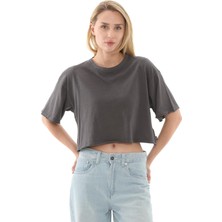 VN000M98BLK1 Vans Relaxed Crop Wash Ss Tee Kadın T-Shirt Antrasit