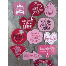 Kına Gecesi 12'li Büyük Boy Bekarlığa Veda Konuşma Seti Bride To Be Bride's Team She Said Yes