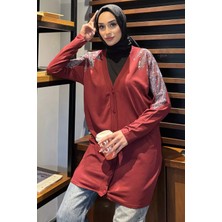 Julude Omuz Taşlı Tesettür Triko Hırka P-00017011