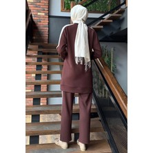 Julude Büyük Beden Renk Garnili Taş Işlemeli Tunik Pantolon Tesettür Ikili Takım P-00016556