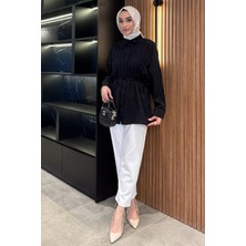 Julude Kadın Ön Büzgü Detaylı Bel Bağlamalı Tesettür Tunik P-00016783