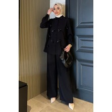 Julude Kadın Fiyonk Detaylı Tesettür Gömlek Pantolon Ikili Takım P-00016872