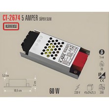Cata CT-2674 Şerit LED Trafosu 5A