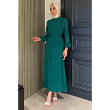 Julude Yan Bağlamalı Tesettür Elbise P-00016251