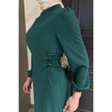 Julude Yan Bağlamalı Tesettür Elbise P-00016251