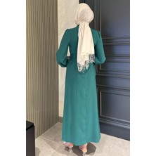 Julude Yan Bağlamalı Tesettür Elbise P-00016251