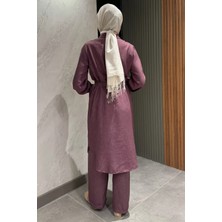 Julude Kadın Inci ve Taş Işlemeli Kuşak Detaylı Tunik Pantolon Tesettür Ikili Takım P-00016353