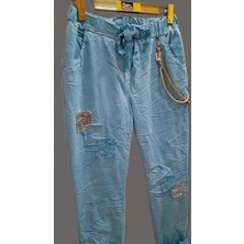 Ithal Mint Zincirli Pullu Pantolon