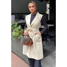 Julude Bel Kuşaklı Astarlı Tesettür Yelek P-00016322
