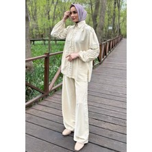 Julude Fistolu Kol Lastikli Gömlek Pantolon Tesettür Ikili Takım P-00016190