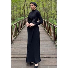 Julude Kadın Ön Drapeli Taş Işlemeli Işıltılı Tesettür Abiye P-00016252