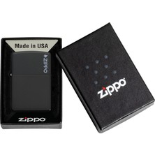 Zippo Çakmak Black Matte Siyah Logo 218zl-000023