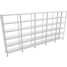 Rafburada 6 Katlı 5'li Bitişik Galvaniz Çelik Raf.depo,dosya Raf 0.70 MM-31X60-200CM