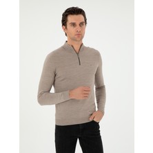 Cacharel Erkek Vizon Regular Fit Basic Kazak 50296487-VR052