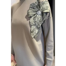 Yaka Çiçek Detaylı Tunik Pantolon Tesettür Ikili Takım P-00015931