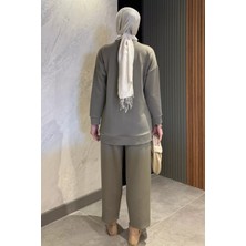 Yaka Çiçek Detaylı Tunik Pantolon Tesettür Ikili Takım P-00015931