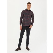 Cacharel Erkek Bordo Slim Fit Uzun Kollu Gömlek 50282560-VR014
