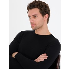 Cacharel Erkek Siyah Slim Fit Bisiklet Yaka Basic Triko Kazak 50259680-VR046